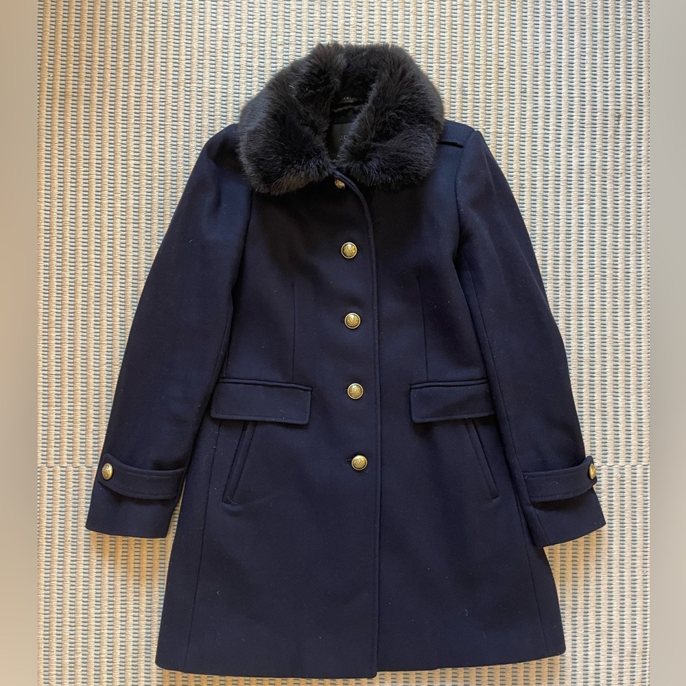 J. Crew Navy Wool Melton Coat